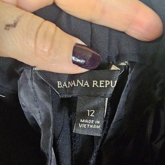 Banana Republic Womens Black Pull-On Ankle Pant Sz 12 Stretch Waist Office - Picture 8 of 12